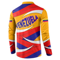 Venezuela Button Sweatshirt with Yellow Red Blue Flag Stripe Wave Spirit