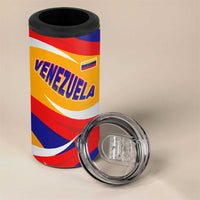 Venezuela 4 in 1 Can Cooler Tumbler with Yellow Red Blue Flag Stripe Wave Spirit