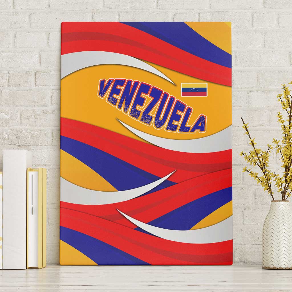 Venezuela Canvas Wall Art with Yellow Red Blue Flag Stripe Wave Spirit