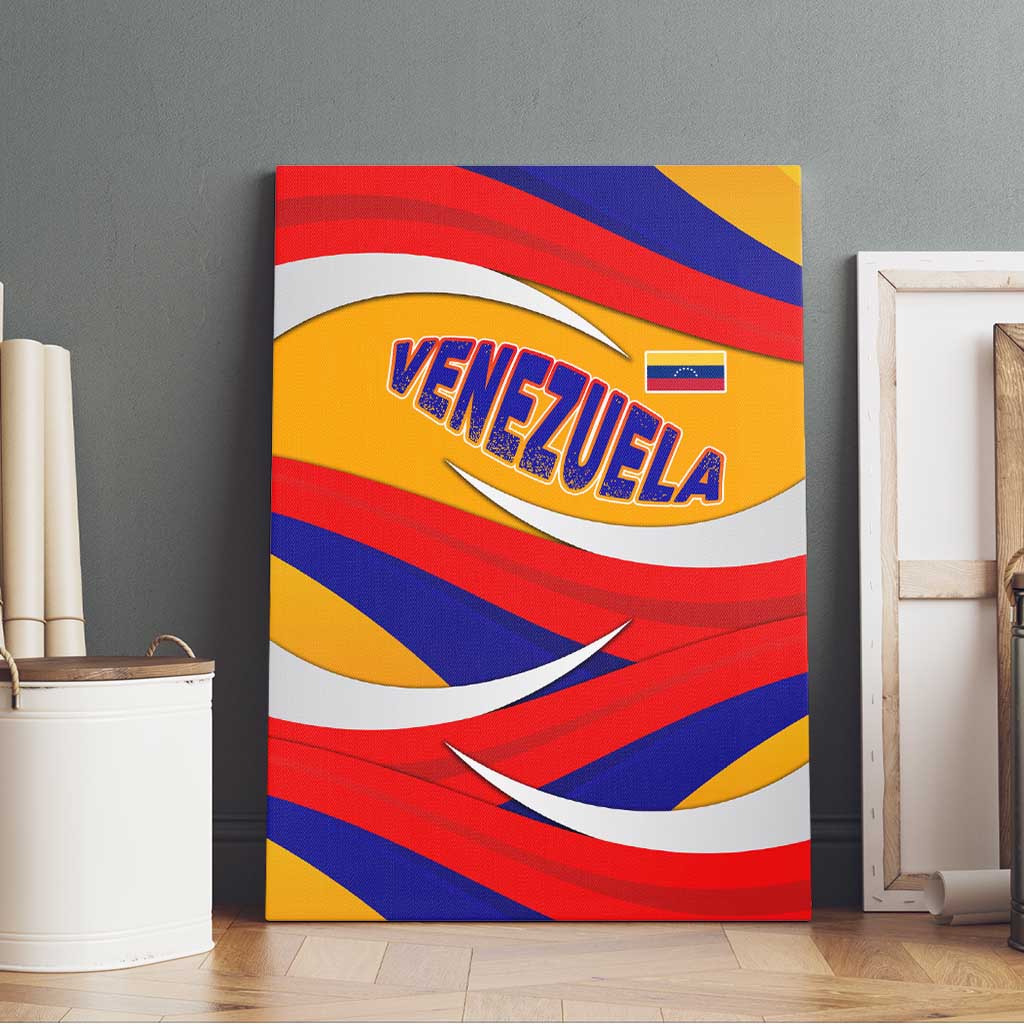 Venezuela Canvas Wall Art with Yellow Red Blue Flag Stripe Wave Spirit