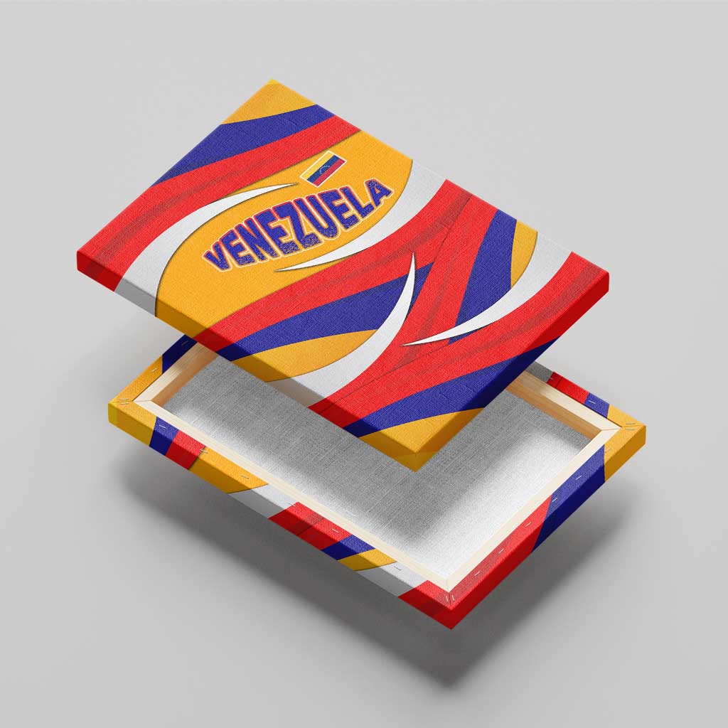 Venezuela Canvas Wall Art with Yellow Red Blue Flag Stripe Wave Spirit