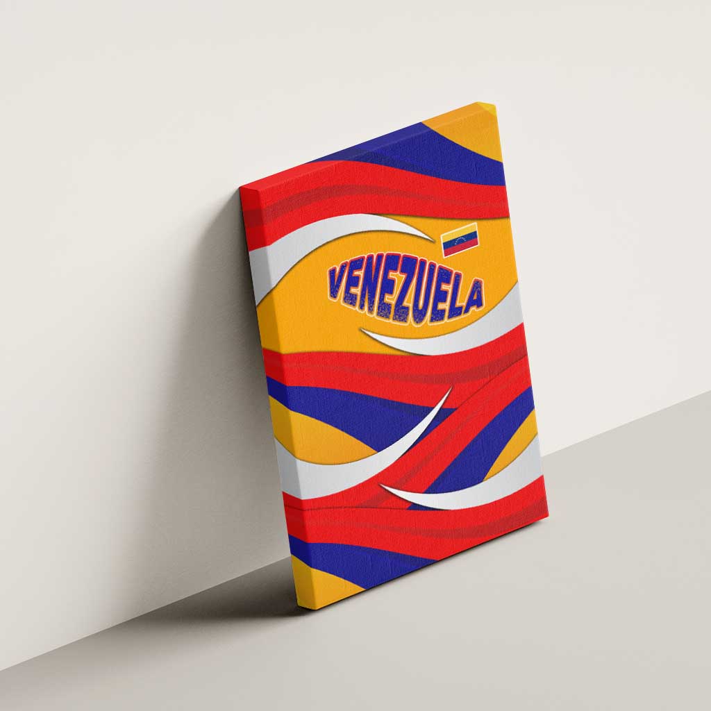 Venezuela Canvas Wall Art with Yellow Red Blue Flag Stripe Wave Spirit