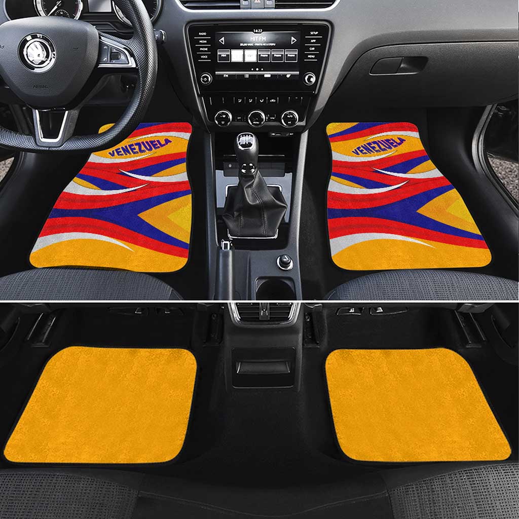 Venezuela Car Mats with Yellow Red Blue Flag Stripe Wave Spirit