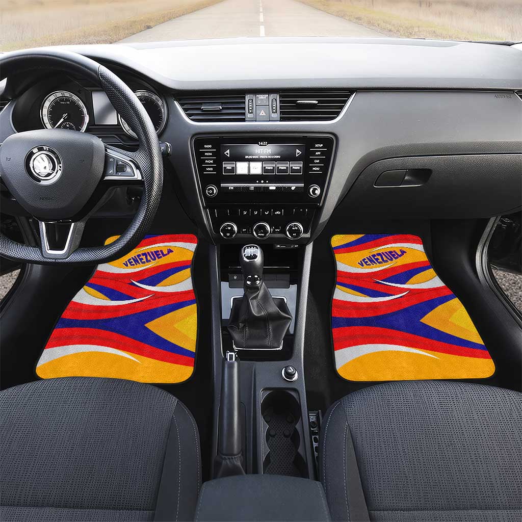 Venezuela Car Mats with Yellow Red Blue Flag Stripe Wave Spirit