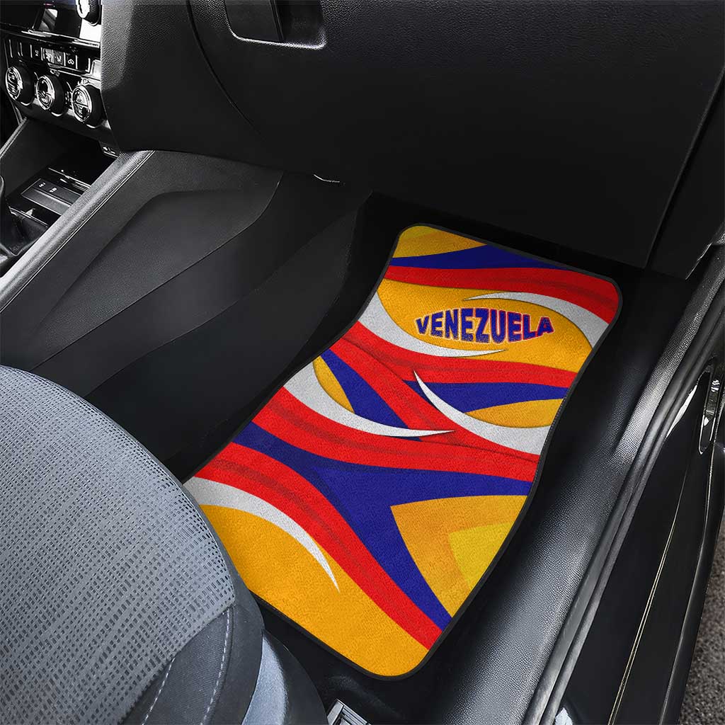 Venezuela Car Mats with Yellow Red Blue Flag Stripe Wave Spirit