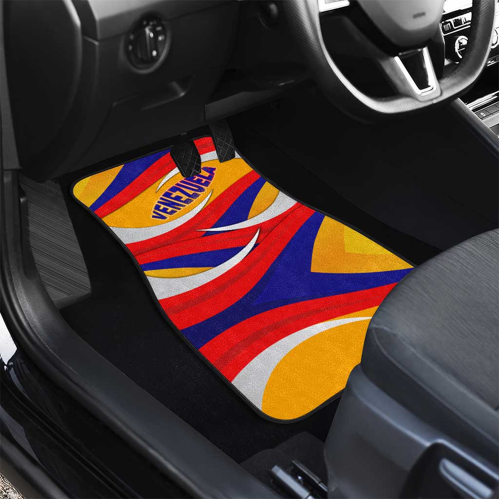 Venezuela Car Mats with Yellow Red Blue Flag Stripe Wave Spirit