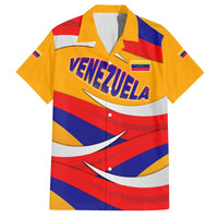 Venezuela Family Matching Off The Shoulder Long Sleeve Dress and Hawaiian Shirt with Yellow Red Blue Flag Stripe Wave Spirit