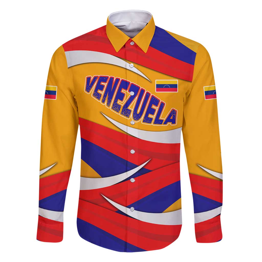 Venezuela Family Matching Off Shoulder Maxi Dress and Hawaiian Shirt with Yellow Red Blue Flag Stripe Wave Spirit