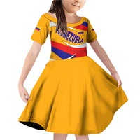 Venezuela Family Matching Off Shoulder Short Dress and Hawaiian Shirt with Yellow Red Blue Flag Stripe Wave Spirit