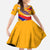 Venezuela Family Matching Summer Maxi Dress and Hawaiian Shirt with Yellow Red Blue Flag Stripe Wave Spirit