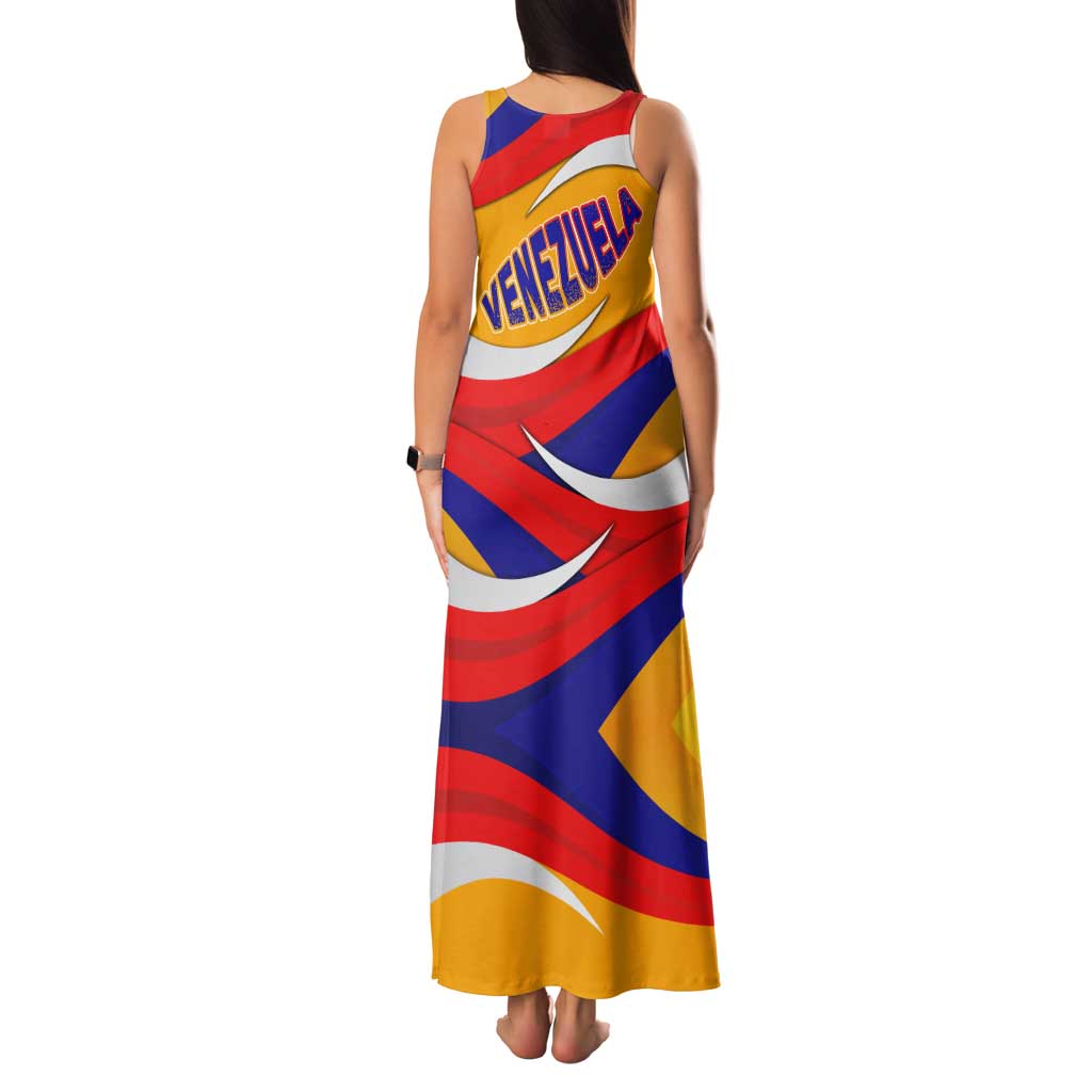Venezuela Family Matching Tank Maxi Dress and Hawaiian Shirt with Yellow Red Blue Flag Stripe Wave Spirit