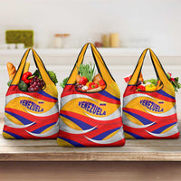 Venezuela Grocery Bag with Yellow Red Blue Flag Stripe Wave Spirit