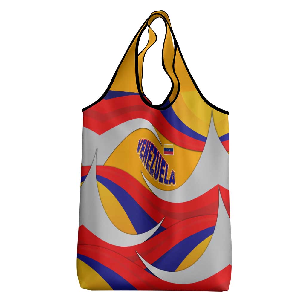 Venezuela Grocery Bag with Yellow Red Blue Flag Stripe Wave Spirit