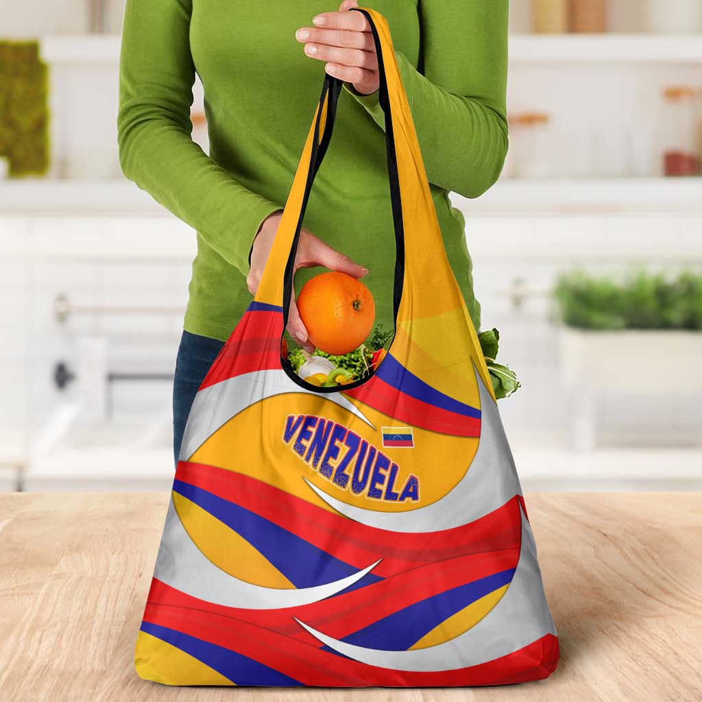 Venezuela Grocery Bag with Yellow Red Blue Flag Stripe Wave Spirit