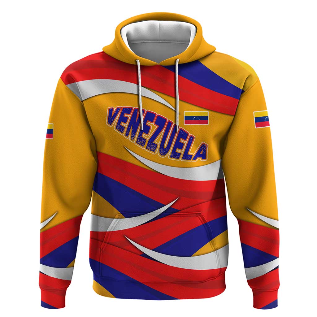 Venezuela Hoodie with Yellow Red Blue Flag Stripe Wave Spirit