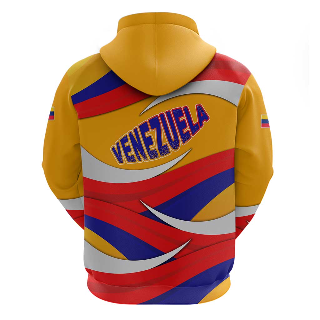 Venezuela Hoodie with Yellow Red Blue Flag Stripe Wave Spirit