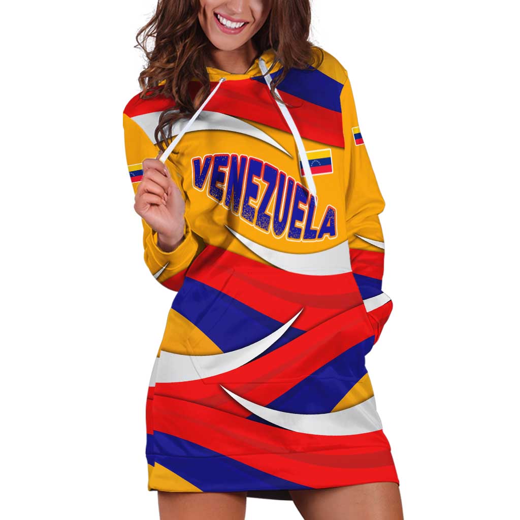 Venezuela Hoodie Dress with Yellow Red Blue Flag Stripe Wave Spirit