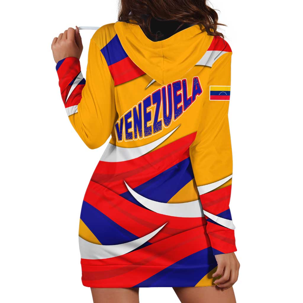 Venezuela Hoodie Dress with Yellow Red Blue Flag Stripe Wave Spirit