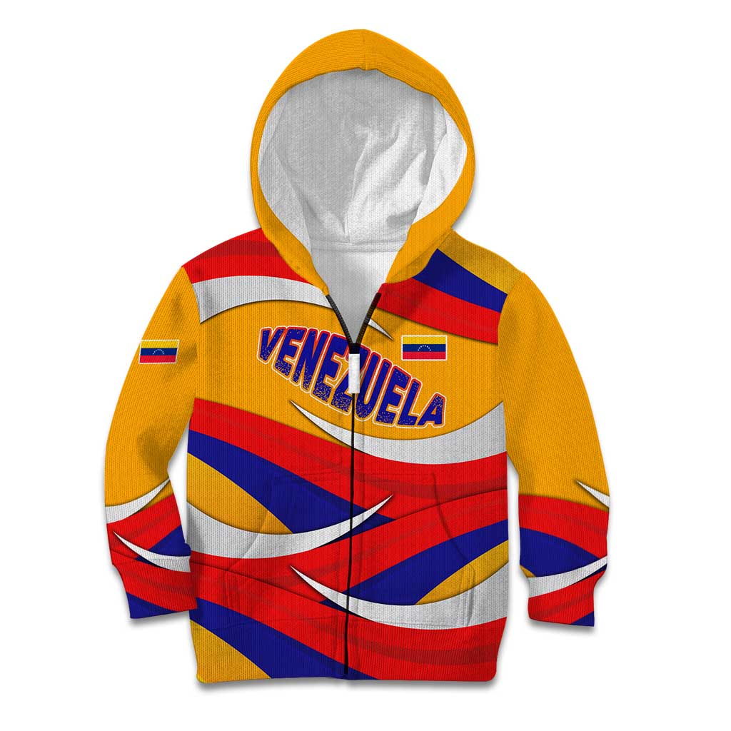 Venezuela Kid Hoodie with Yellow Red Blue Flag Stripe Wave Spirit