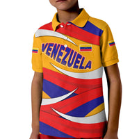 Venezuela Kid Polo Shirt with Yellow Red Blue Flag Stripe Wave Spirit