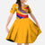 Venezuela Kid Short Sleeve Dress with Yellow Red Blue Flag Stripe Wave Spirit