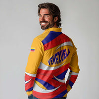 Venezuela Long Sleeve Polo Shirt with Yellow Red Blue Flag Stripe Wave Spirit