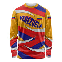 Venezuela Long Sleeve Shirt with Yellow Red Blue Flag Stripe Wave Spirit