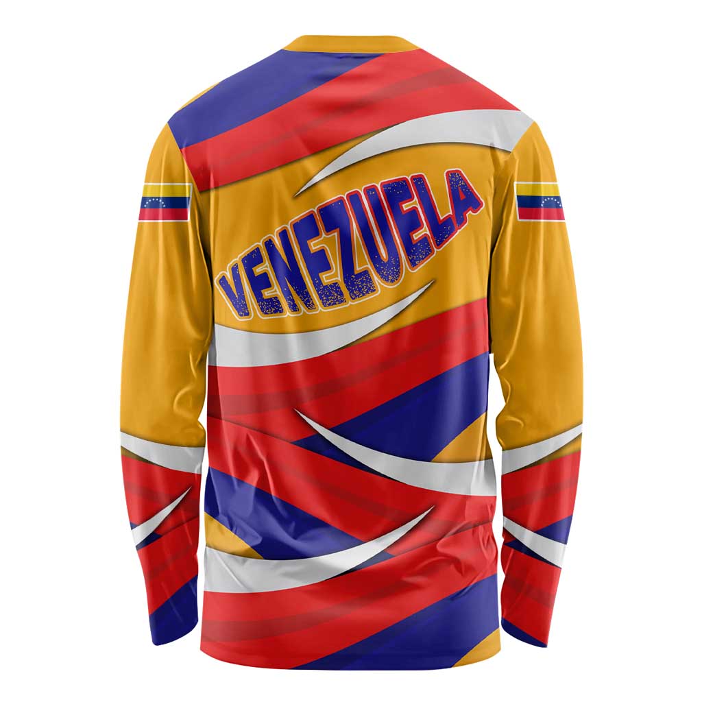 Venezuela Long Sleeve Shirt with Yellow Red Blue Flag Stripe Wave Spirit