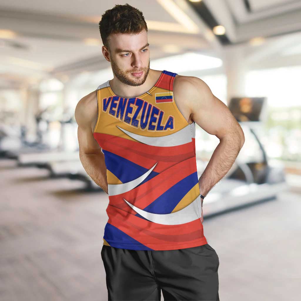 Venezuela Men Tank Top with Yellow Red Blue Flag Stripe Wave Spirit