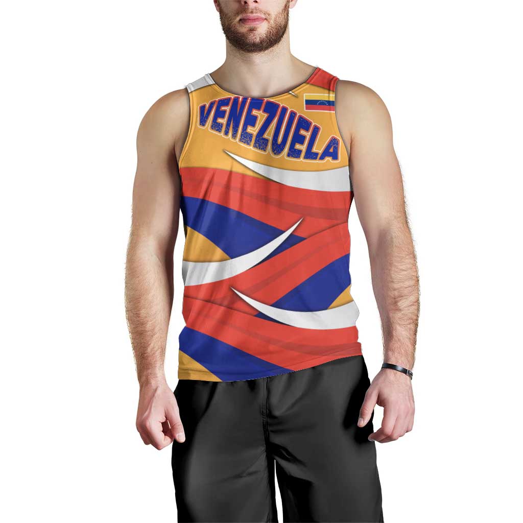 Venezuela Men Tank Top with Yellow Red Blue Flag Stripe Wave Spirit