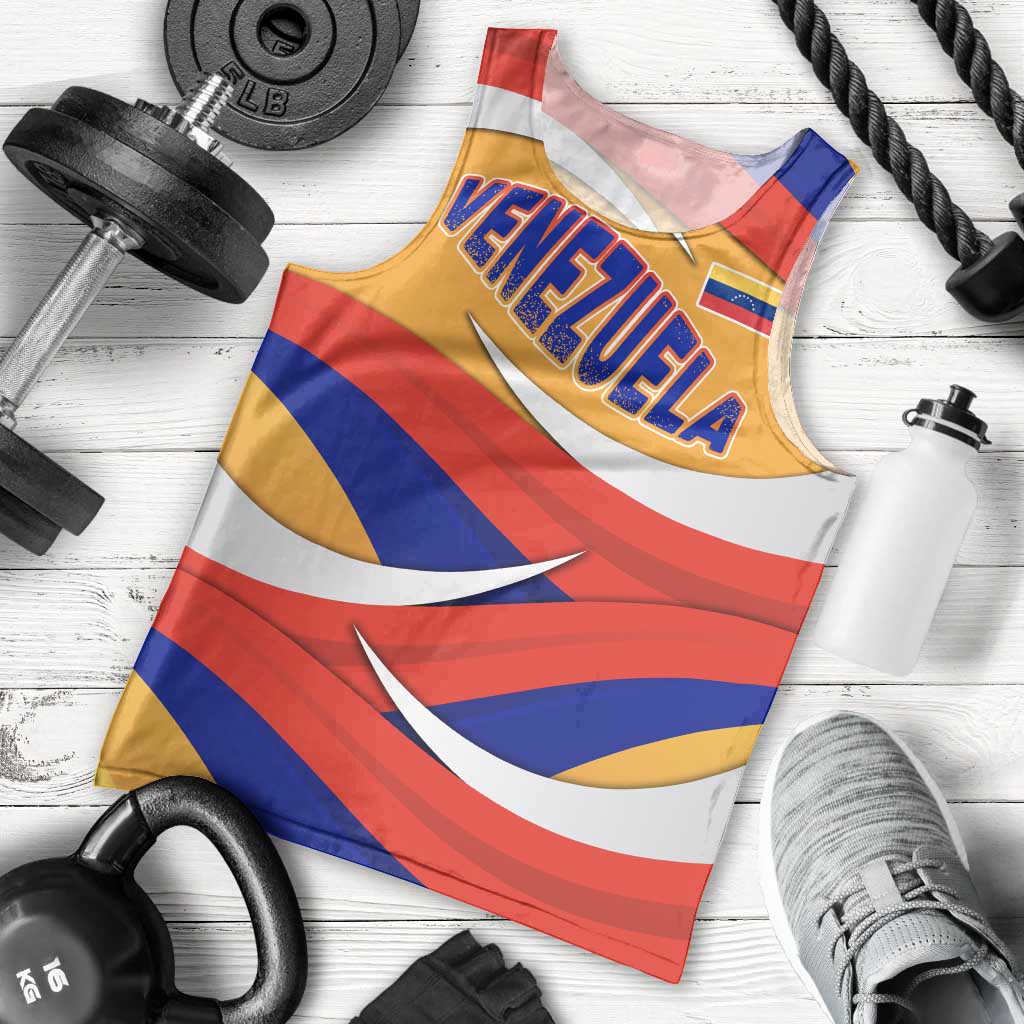 Venezuela Men Tank Top with Yellow Red Blue Flag Stripe Wave Spirit