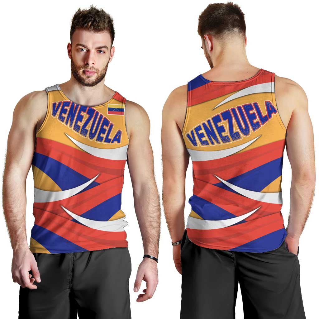 Venezuela Men Tank Top with Yellow Red Blue Flag Stripe Wave Spirit