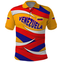 Venezuela Polo Shirt with Yellow Red Blue Flag Stripe Wave Spirit