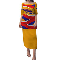 Venezuela Puletasi with Yellow Red Blue Flag Stripe Wave Spirit