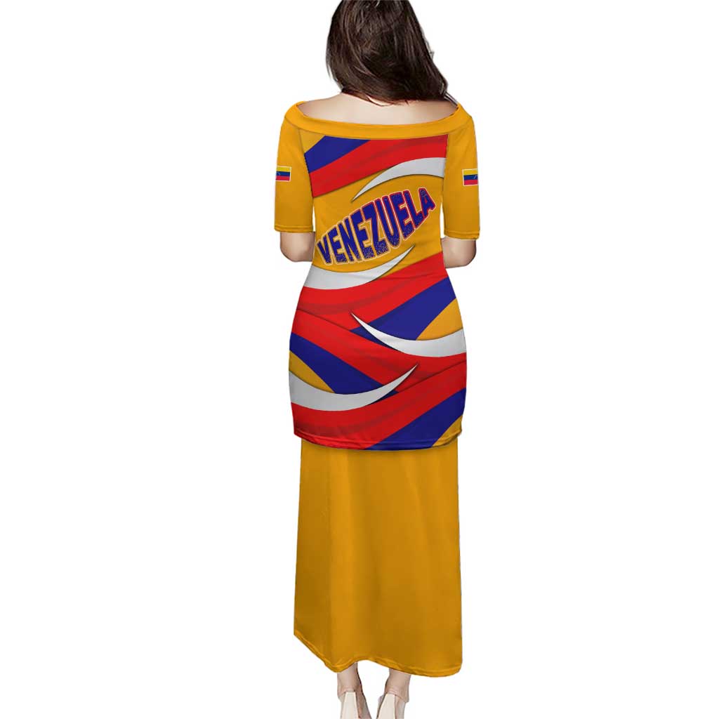 Venezuela Puletasi with Yellow Red Blue Flag Stripe Wave Spirit