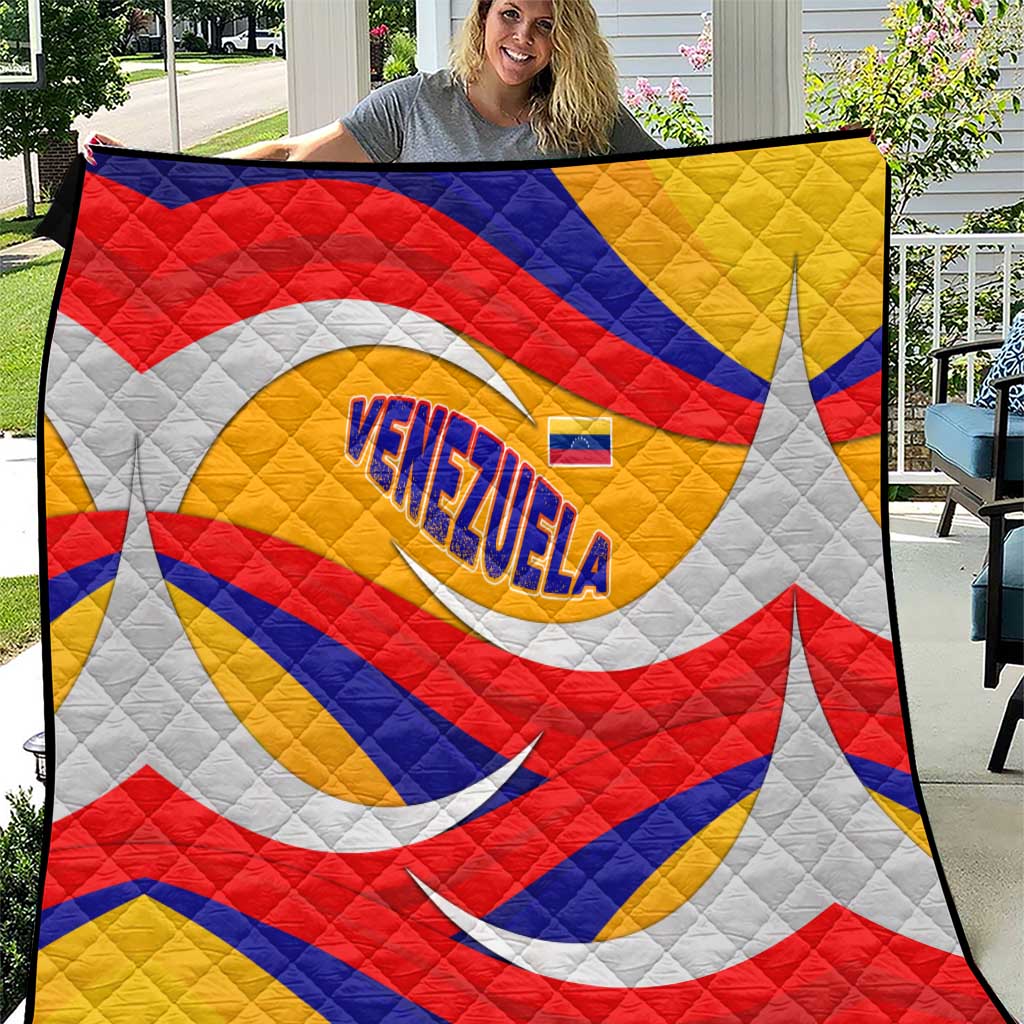 Venezuela Quilt with Yellow Red Blue Flag Stripe Wave Spirit