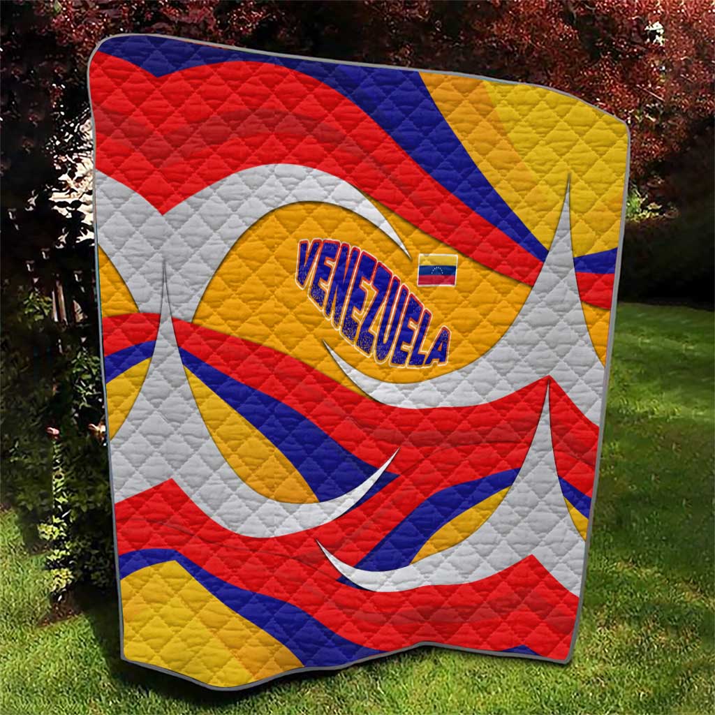 Venezuela Quilt with Yellow Red Blue Flag Stripe Wave Spirit