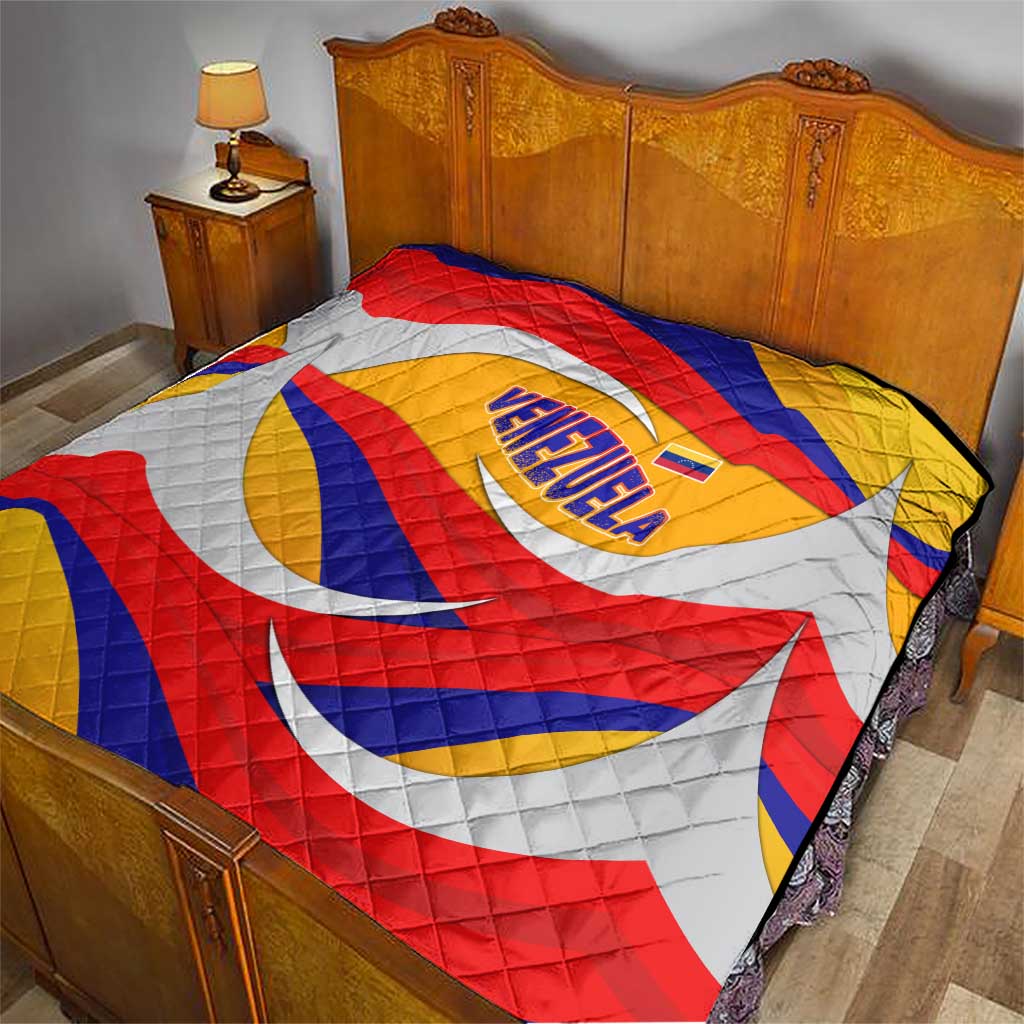 Venezuela Quilt with Yellow Red Blue Flag Stripe Wave Spirit