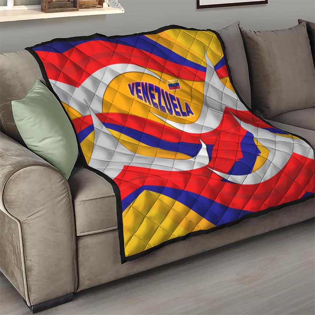 Venezuela Quilt with Yellow Red Blue Flag Stripe Wave Spirit