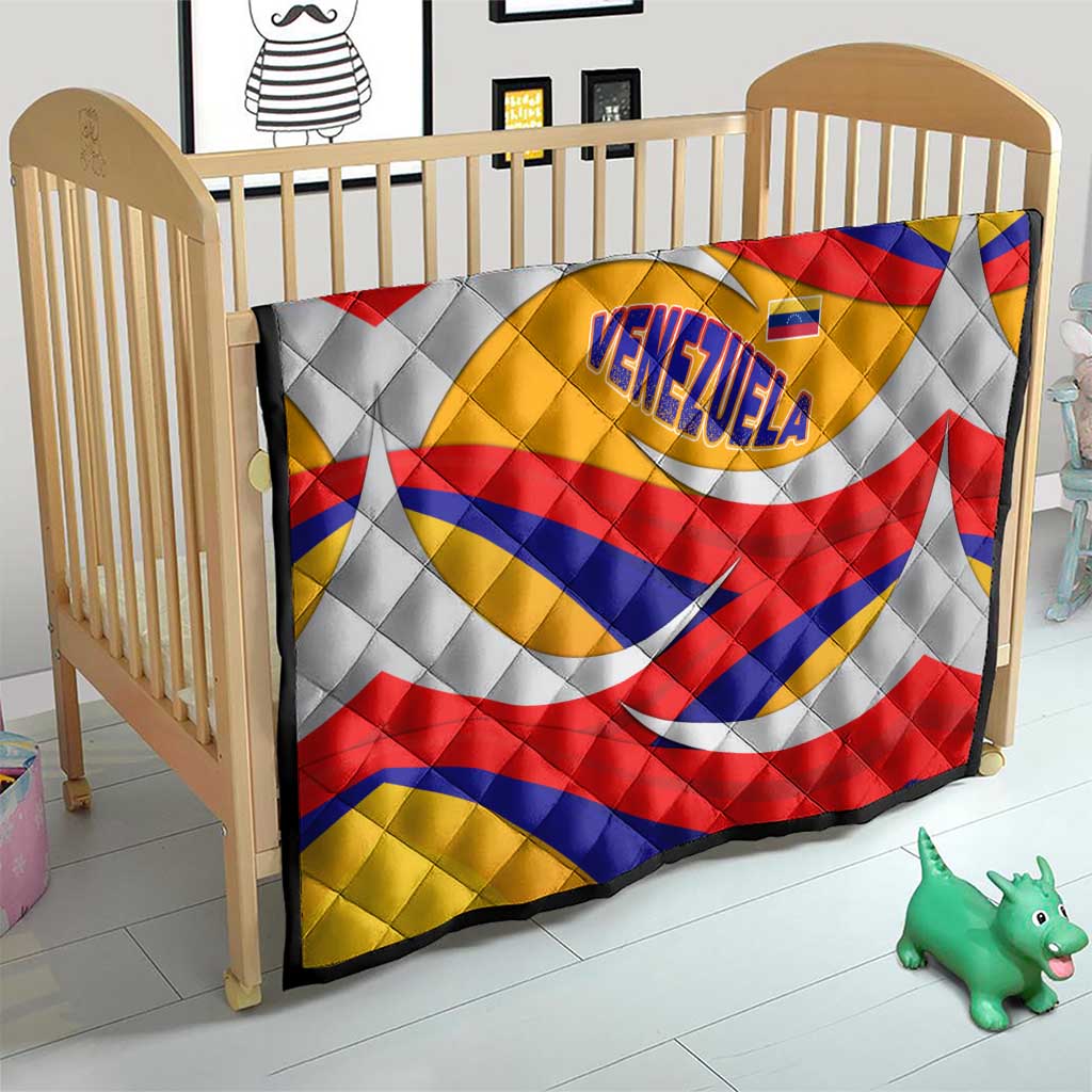 Venezuela Quilt with Yellow Red Blue Flag Stripe Wave Spirit