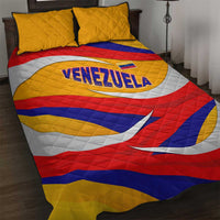 Venezuela Quilt Bed Set with Yellow Red Blue Flag Stripe Wave Spirit