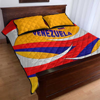 Venezuela Quilt Bed Set with Yellow Red Blue Flag Stripe Wave Spirit