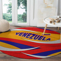 Venezuela Round Carpet with Yellow Red Blue Flag Stripe Wave Spirit