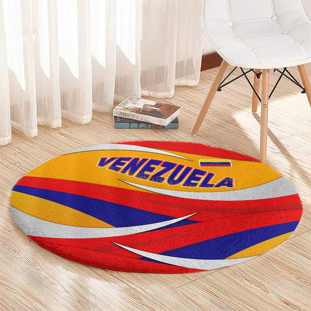 Venezuela Round Carpet with Yellow Red Blue Flag Stripe Wave Spirit