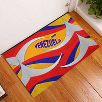Venezuela Rubber Doormat with Yellow Red Blue Flag Stripe Wave Spirit