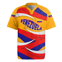 Venezuela Rugby Jersey with Yellow Red Blue Flag Stripe Wave Spirit