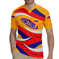 Venezuela Rugby Jersey with Yellow Red Blue Flag Stripe Wave Spirit