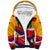 Venezuela Sherpa Hoodie with Yellow Red Blue Flag Stripe Wave Spirit