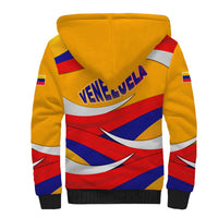 Venezuela Sherpa Hoodie with Yellow Red Blue Flag Stripe Wave Spirit