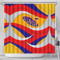 Venezuela Shower Curtain with Yellow Red Blue Flag Stripe Wave Spirit